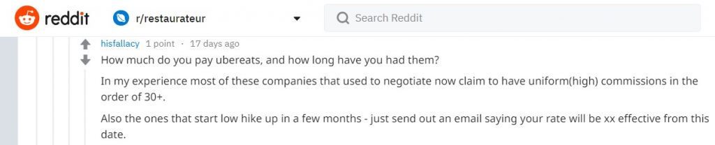 Reddit s reporting a negative impact on their restaurant brands when listing their business on online food portals